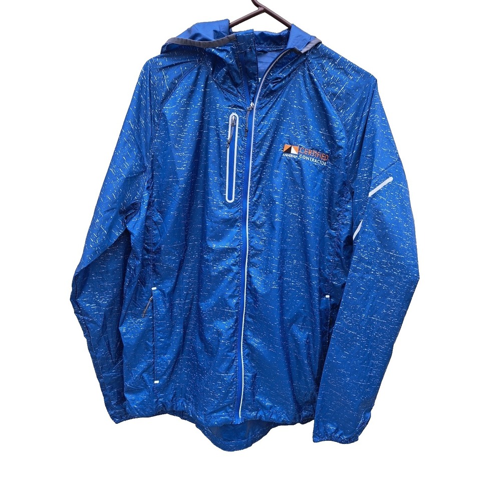 Elevate Men's Blue WINDBREAKER  Rain Jacket With‎ Hood Full Zip For Contractor L
